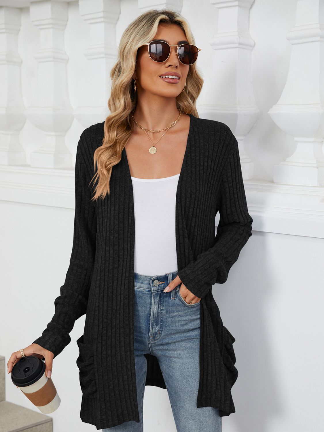 Fable & Fringe Pocketed Long Sleeve Cardigan