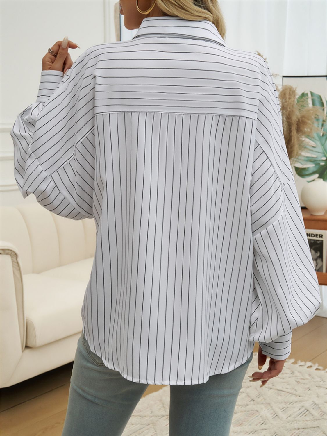 Devin Collard Striped Blouse