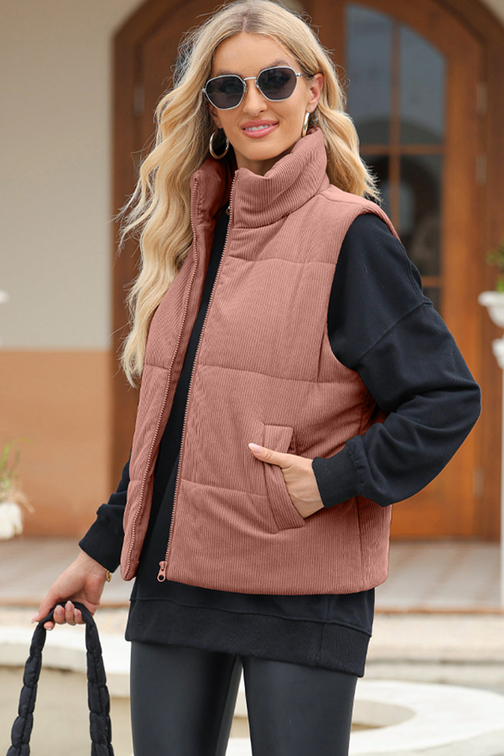 Shelby Pocketed Puffer Turtleneck Vest