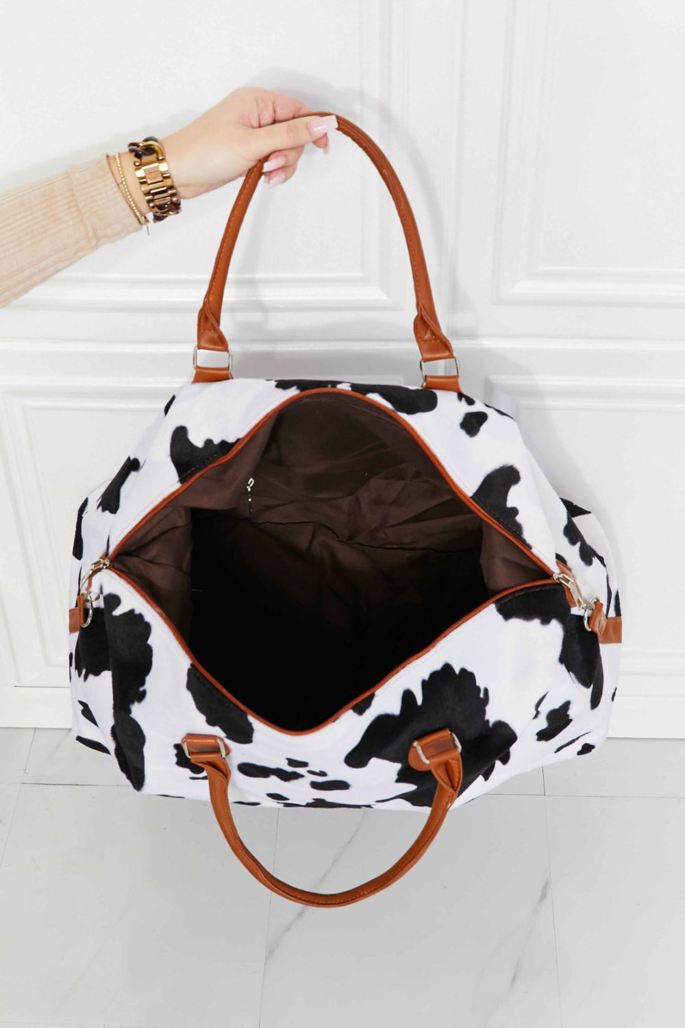 Fable & Fringe Animal Print Plush Weekender Bag