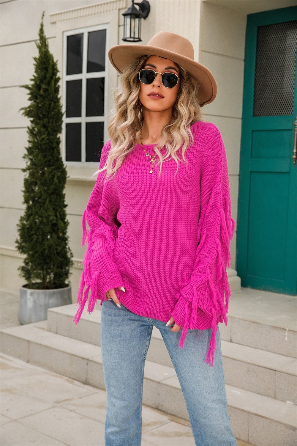 Angel Wings Fringe Dropped Shoulder Sweater