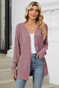 Fable & Fringe Ribbed Button Up Long Sleeve Cardigan