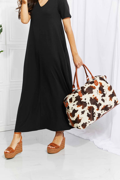 Fable & Fringe Animal Print Plush Weekender Bag