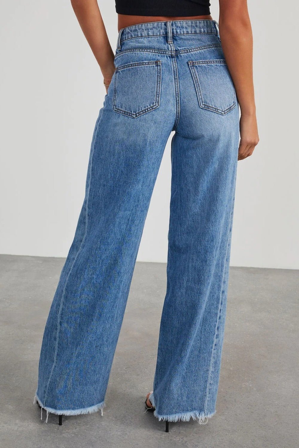 Fable & Fringe Raw Hem Wide Leg Jeans