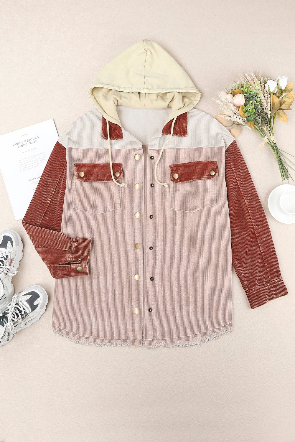 Fable & Fringe Color Code Hooded Corduroy Shacket