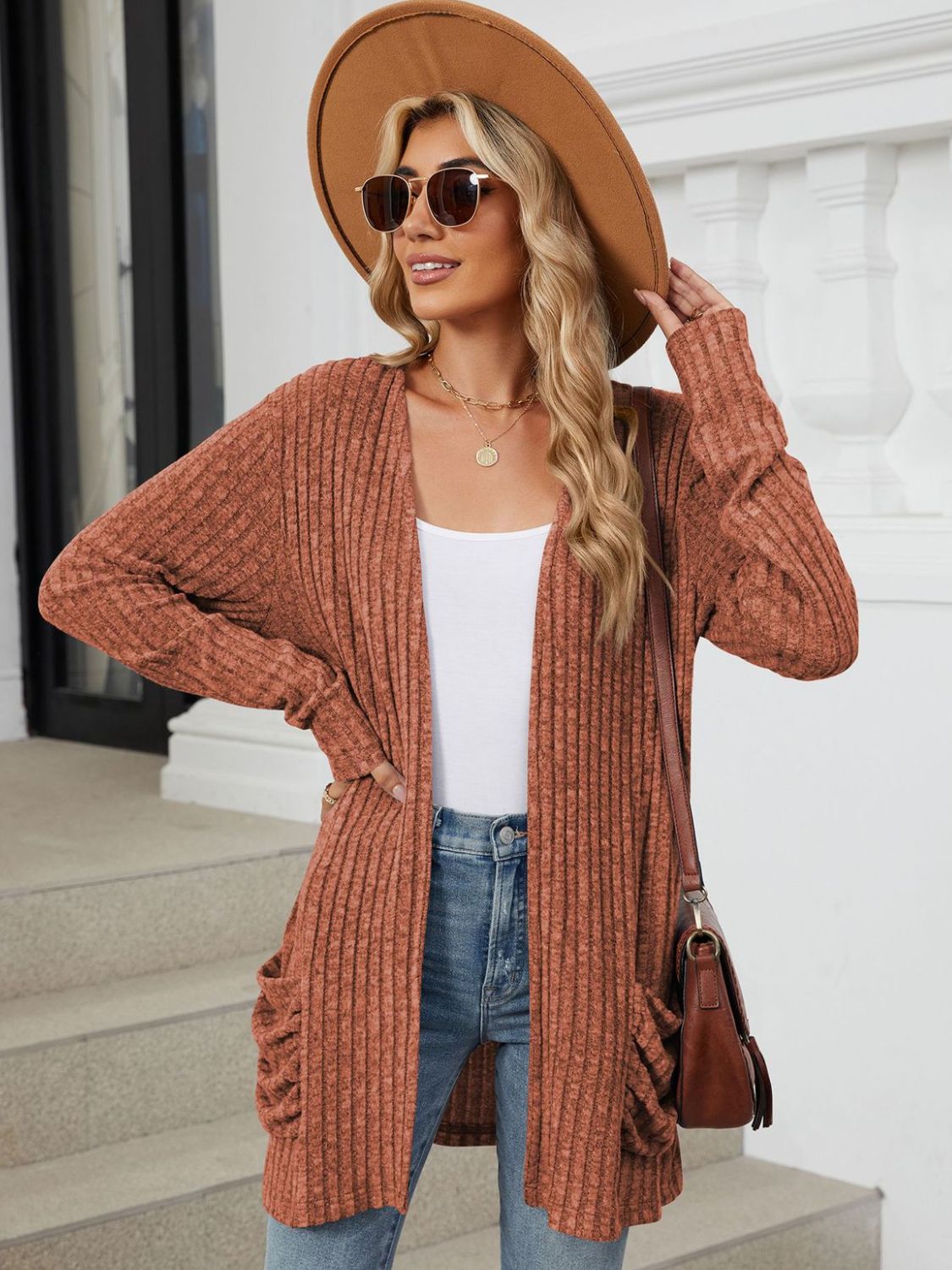 Fable & Fringe Pocketed Long Sleeve Cardigan