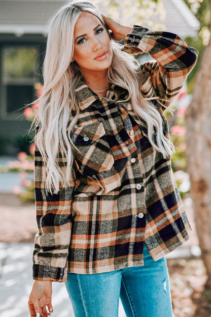 Fable & Fringe Plaid Button Up Overshirt