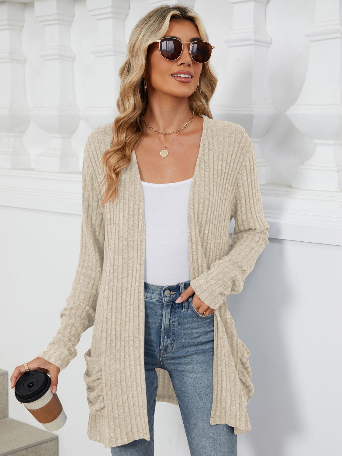 Fable & Fringe Pocketed Long Sleeve Cardigan